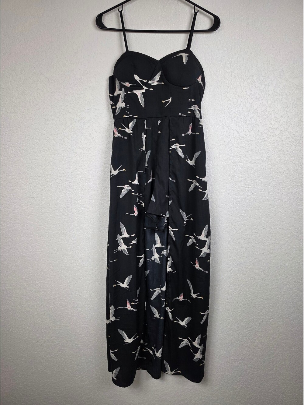 Anthropologie Band of Gypsies Black Bird Print Romper Dress